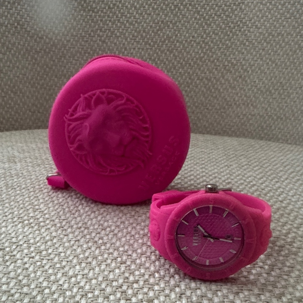 Versace Vibrant Pink Watch with Case